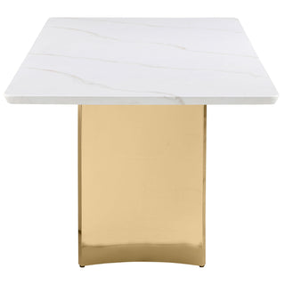 Tevlin Rectangular 79-inch Marble Top Dining Table White