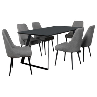 Smith 7-piece Rectangular Ceramic Top Dining Table Set Black