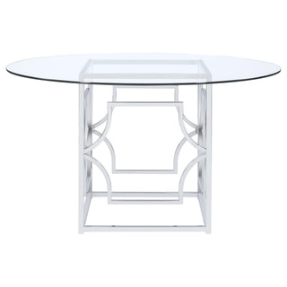 Starlight Round 54-inch Glass Top Metal Dining Table Chrome
