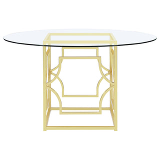 Starlight Round 54-inch Glass Top Metal Dining Table Brass