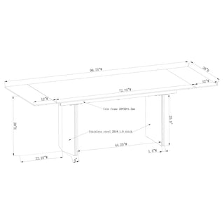 Vesa 97-inch Glass Top Extension Dining Table Beige