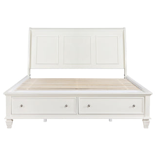 Sandy Beach Wood Eastern King Storage Panel Bed Cream White