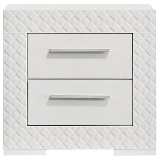 Ives 2-drawer Nightstand Bedside Table White High Gloss