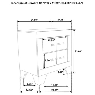Trenton 2-drawer Nightstand Bedside Table Rustic Cream