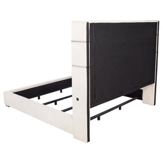 Tisdall Upholstered Eastern King Flame Visualizer Bed Cream