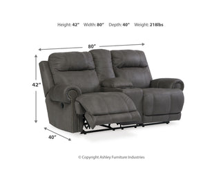 Austere Reclining Loveseat with Console