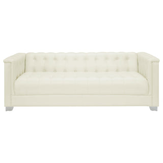 Chaviano 3-piece Upholstered Track Arm Sofa Set Pearl White