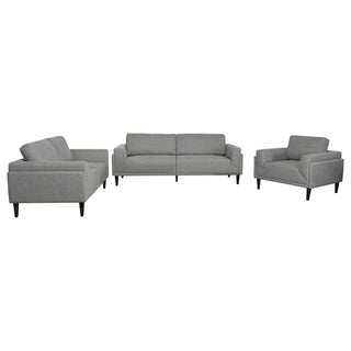 Rilynn 3-piece Upholstered Track Arm Sofa Set Grey