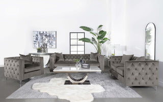 Phoebe Upholstered Tuxedo Arm Tufted Chair Urban Bronze