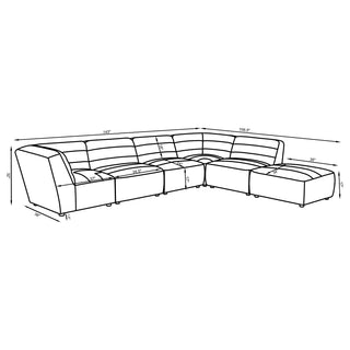 Sunny 6-piece Upholstered Modular Sectional Sofa Natural