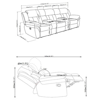 Bahrain 5-piece Upholstered Home Theater Seating Charcoal