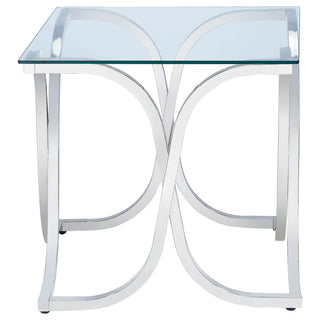 Tess Square Glass Top Metal Side End Table Nickel