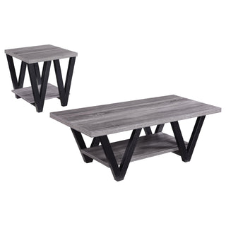 Stevens 2-piece Rectangular Coffee and End Table Set Grey