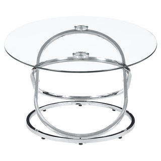 Warren 3-piece Oval Glass Top Coffee Table Set Chrome