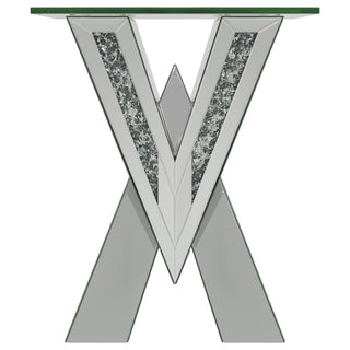 Taffeta Glass Top Mirrored Acrylic End Table Silver