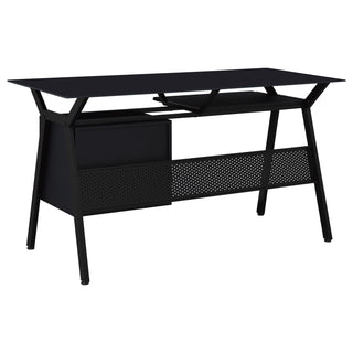 Weaving 55-inch 2-drawer Computer Desk Keyboard Tray Black