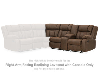 Trail Boys Right-Arm Facing Reclining Loveseat with Console