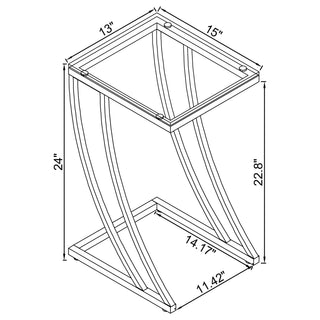 Cayden Rectangular Glass Top Sofa Side Table Chrome