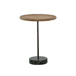 Ginevra 20-inch Wood Top Marble Base Table Natural and Green