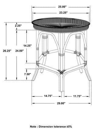Antonio Round Rattan Tray Top Accent Side Table Natural