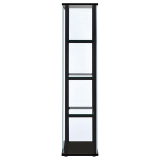 Cyclamen 4-shelf Clear Glass Curio Display Cabinet Black