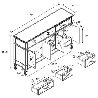 Duchess 5-drawer Mirrored Storage Accent Cabinet Silver
