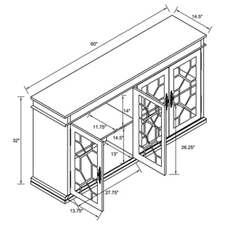 Kiara 4-door Wood Lattice Storage Accent Cabinet Light Honey