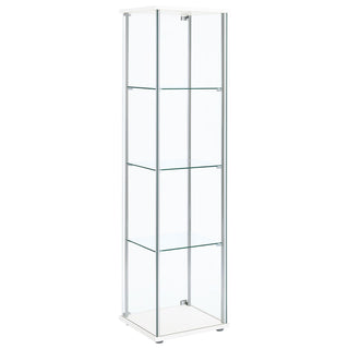 Bellatrix 4-shelf Clear Glass Curio Cabinet White