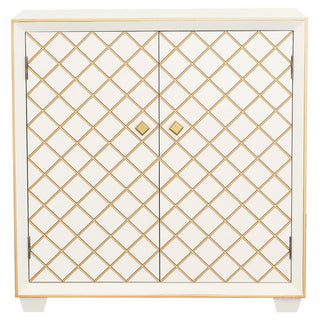 Belinda 2-door Storage Accent Cabinet White and Gold