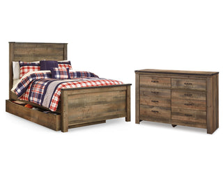Trinell Full Panel Bed with Storage and Dresser
