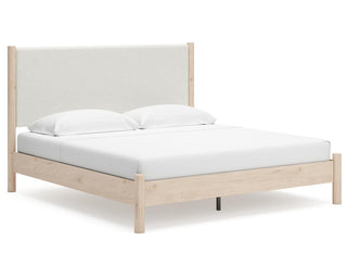 Cadmori King Upholstered Panel Bed, Dresser and Nightstand