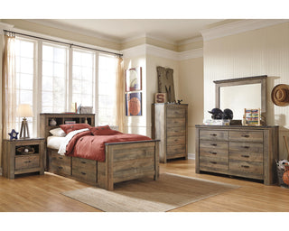 Trinell Twin Bookcase Bed with 2 Storage Drawers