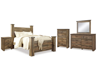 Trinell Queen Poster Bed, Dresser, Mirror, Chest and 2 Nightstands