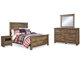 Trinell Full Panel Bed, Dresser, Mirror and Nightstand