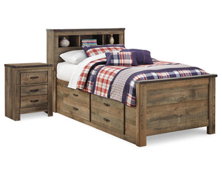 Trinell Twin Panel Bed with Storage and Nightstand