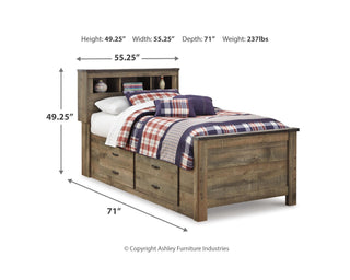 Trinell Twin Panel Bed with Storage and Nightstand