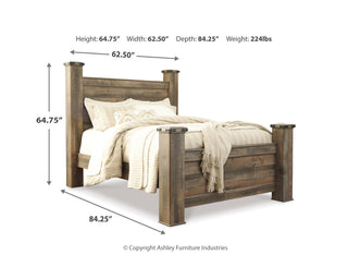 Trinell Queen Poster Bed, Dresser, Mirror and Nightstand