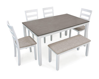 Stonehollow Dining Table and Chairs with Bench (Set of 6)