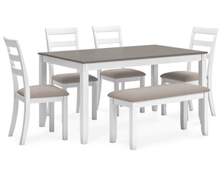Stonehollow Dining Table and Chairs with Bench (Set of 6)