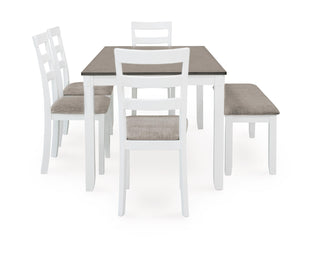 Stonehollow Dining Table and Chairs with Bench (Set of 6)