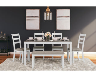 Stonehollow Dining Table and Chairs with Bench (Set of 6)