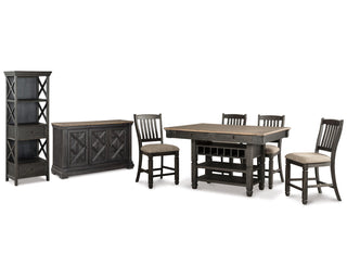 Tyler Creek Counter Height Table with 4 Barstools, Server and Display Cabinet
