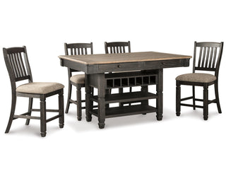 Tyler Creek Counter Height Table with 4 Barstools, Server and Display Cabinet