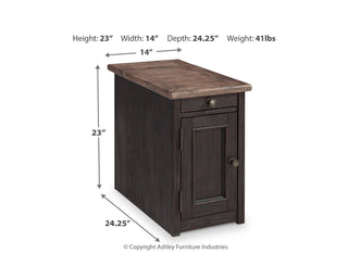 Tyler Creek Chairside End Table with USB Ports & Outlets