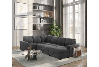 U2660 GREY SECTIONAL W/PULL OUT