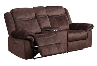 U2200 DOMINO COFFEE POWER RECLINING SOFA/POWER CONSOLE RECLINING LOVESEAT WITH POWER SWITCH