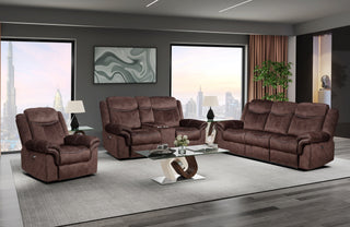 U2200 DOMINO COFFEE POWER RECLINING SOFA/POWER CONSOLE RECLINING LOVESEAT WITH POWER SWITCH