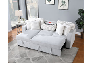 U0204 LIGHT GREY/WHITE REVERSIBLE PULL OUT SOFA BED