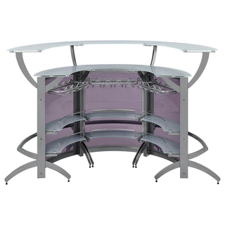 Dallas 3-piece Curved Freestanding Home Bar Cabinet Silver