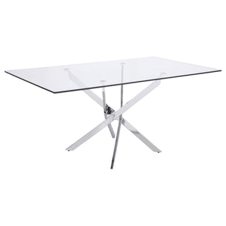 Carmelo Rectangular 66-inch Glass Top Dining Table Chrome